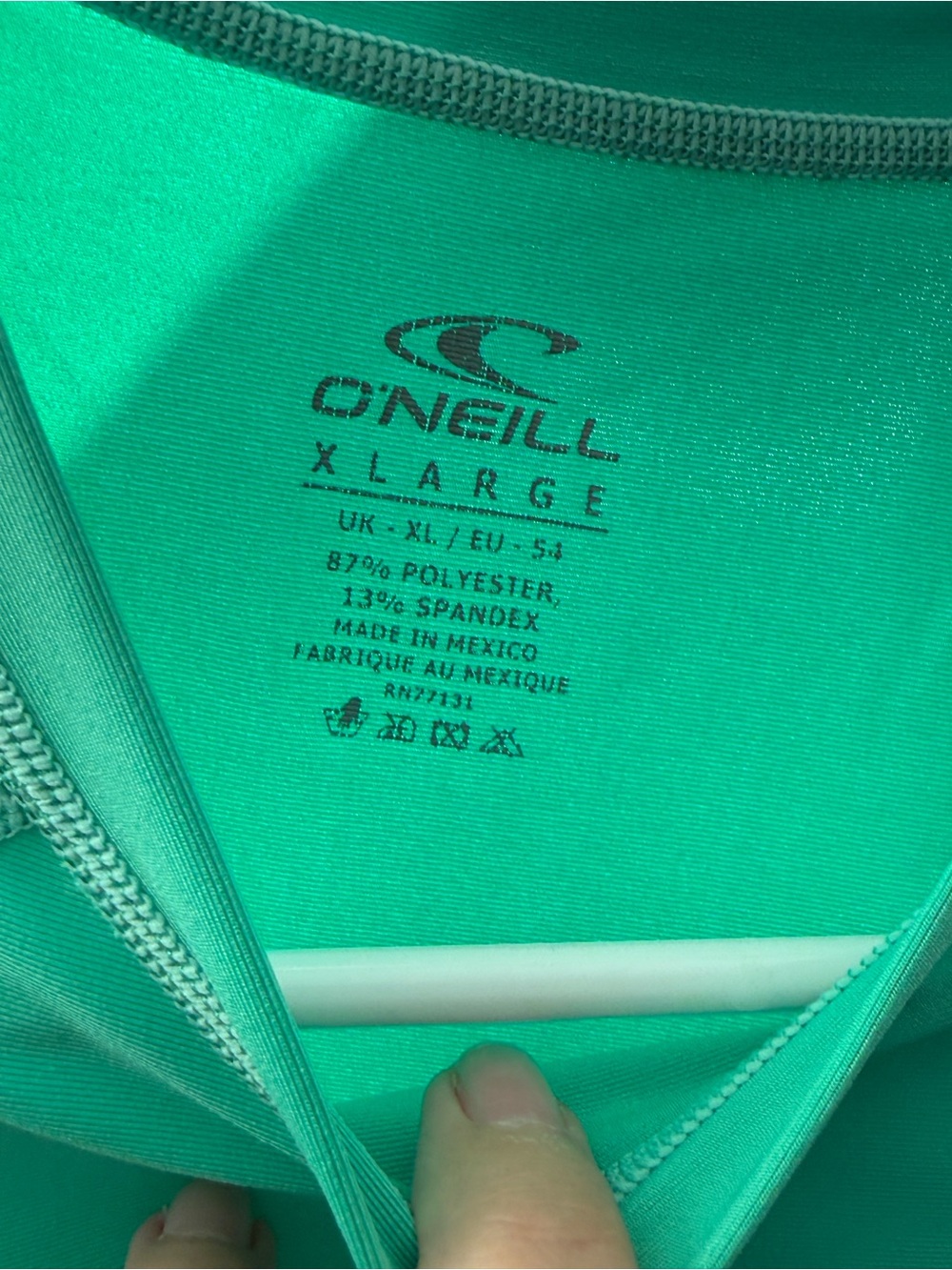 O’Neill Skins UPF 50+ Long Sleeve Rash Guard Swim Shirt XL Green Women’s - Picture 3 of 4